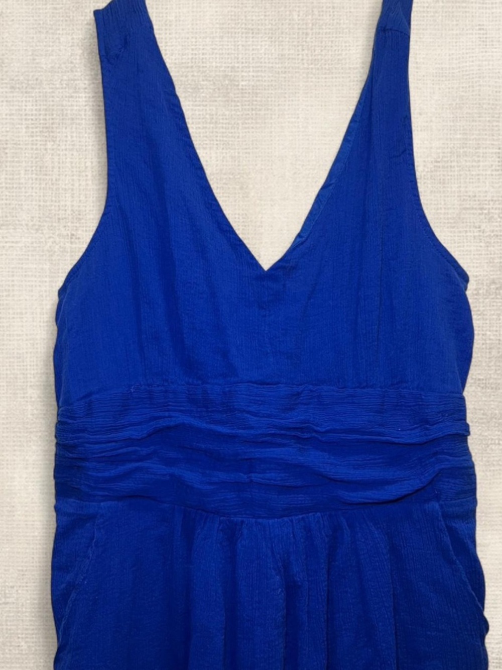 Royal Blue 100% Cotton V-Neck Sleeveless Maxi Dress